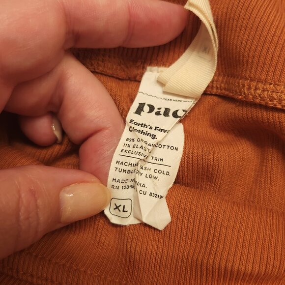 Pact Organic Cotton Ribbed Cotton Leggings - Pumpkin Color - Size XL - Picture 6 of 6